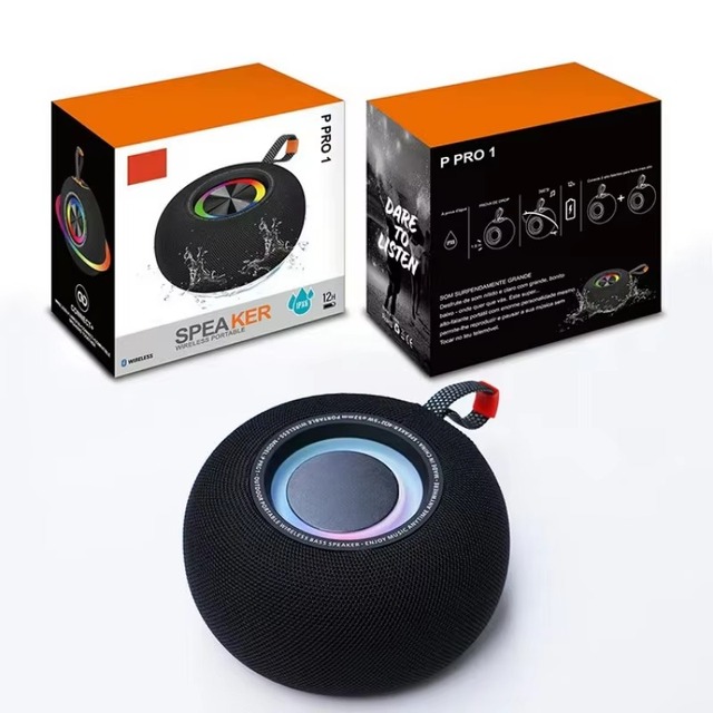 PR01 Mini Portable Speaker Transparent Bass Subwoofer with RGB Atmosphere Light Wireless Desktop Audio Creative Gift