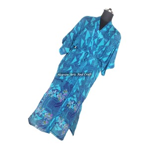 KL005 Robe de nuit kimono en soie pour femme, imprimé floral coloré vintage, manches longues, séchage rapide, collection automne-hiver - Product Image 6