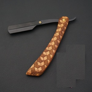 มีดโกนหนวดสแตนเลสแบบมืออาชีพ ใบมีดคมกริบ ด้ามไม้ แบบพับได้ - Product Image 5