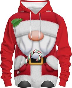 Sudadera con Capucha de Invierno con Estampado Navideño de Anime para Hombre, Diseño Negro Impreso Digitalmente, 100% Poliéster Ecológico - Product Image 1