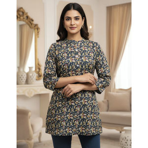 Wholesale Women Laxmi Lifestyle Kalamkari Short Top Rayon Foil Print Indian Traditional Wear Party Wear Fashion Bulk All Seasons - Product Image 2
