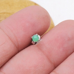 Wholesale 925 Solid <b>Sterling</b> <b>Silver</b> Round Cabochon Natural Green Chalcedony Stud <b>Earrings</b> Pendant <b>Set</b> Women's Fine Jewelry - Product Image 5