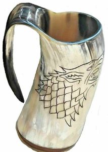 Jarra de Cerveza de Cuerno Natural, Ecológica, Hecha a Mano, Estilo Bohemio, Taza Decorativa de Cuerno de Búfalo Pulido - Product Image 4