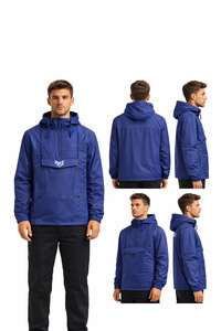 Custom <b>Men</b> <b>Jacket</b> Hooded <b>Pullover</b> Windbreaker Front Pocket Waterproof Lightweight Outdoor Streetwear Wholesale Supplier USA - Product Image 5