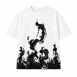 Camiseta Extra Grande para Hombre, Manga Corta, Cuello Redondo, Diseño Gráfico Pintado a Mano, Estilo Urbano, Algodón Jersey Transpirable con Estampado Frontal - Product Image 1
