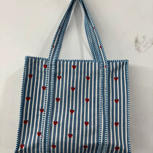 Sac fourre-tout d'été matelassé en coton à imprimé à carreaux, épaissi, pour femme, sacs de mode durables, sacs pour ordinateur portable, vente en gros - Product Image 1