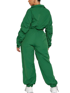 Customized Windbreaker Tracksuit Sets Women 2 Piece <b>Patchwork</b> Lightweight Nylon Zipper Cropped <b>Jacket</b> Women Set - Product Image 3