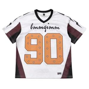 เสื้อฟุตบอลโอเวอร์ไซส์เสื้อคอวีสีขาวสีดำเบอร์กันดีเสื้อใส่เล่นกีฬาระบายอากาศได้ดี - Product Image 3