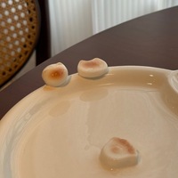 Assiette à dumplings en céramique motif chat mignon, plateau compartimenté de dessin animé pour le petit-déjeuner et les salades des enfants