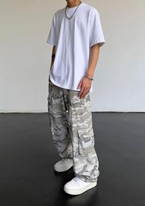 กางเกงคาร์โก้ผ้าฝ้ายแท้ 100% คุณภาพสูง ลายพรางต้นไม้แบบซ้อนสีซีดจาง สไตล์แบ็กกี้ หลายกระเป๋า สำหรับผู้ชาย - Product Image 3