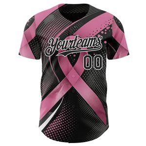 Maillot de baseball unisexe personnalisé, ruban rose, sensibilisation au cancer du sein, impression sublimée, uniforme d'équipe, 100% polyester respirant, manches courtes - Product Image 5