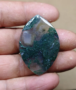 Ágata Musgosa de Alta Calidad, Gema Suelta, Corte Marquesa, Cabujón de Cuarzo con Patrón Verde para Joyería y Regalos - Product Image 2