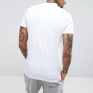 Camiseta de Cuello Alto Blanca para Hombre, Manga Corta, Corte Regular, 100% Algodón Jersey, Color Sólido Informal, Tejido de Punto, Largo Regular - Product Image 2