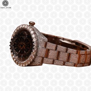 Montre de luxe Charm Jewells en acier inoxydable, boîtier polygonal de 45 mm, mouvement mécanique analogique, mode masculine, accents de diamants, acier inoxydable - Product Image 2