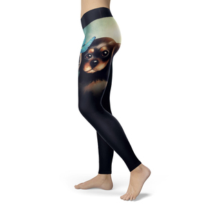 <b>Women's</b> High Waist Yoga <b>Leggings</b> Full Length Sublimation Print Dog <b>Pattern</b> Four-Way Stretch Spandex Polyester Pants - Product Image 1