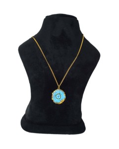 Handcrafted 18K Gold Plated Blue Solar Agate Link Chain Necklace with Bezel Setting for Wedding & Anniversary <b>Gift</b> - Product Image 4