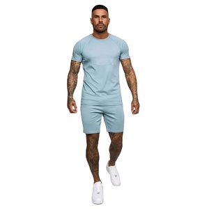 Ensemble double de streetwear à manches raglan pour hommes, ensemble de 2 pièces avec impression personnalisée, pour l'été, tous les jours et l'entraînement - Product Image 4