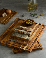 Planche à découper carrée en bois d'érable naturel bio Ha Le, avec poignée et rainure pour les jus, compatible lave-vaisselle, bois/bambou, 3,8 cm