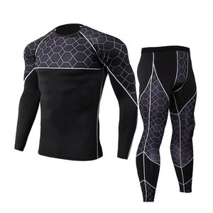 Ensemble de vêtements de sport unisexe, t-shirt de compression, shorts de gym, collants, jogging, fitness, ensemble de 2 pièces, respirant, séchage rapide, 100% coton - Product Image 4