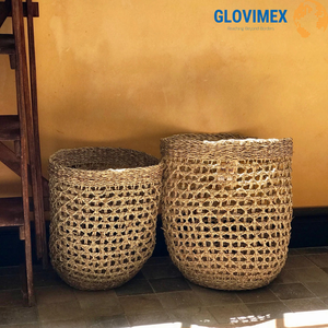 Viettrustic New Design Seagrass Eco-Friendly Rustic Multifunctional Laundry <b>Basket</b> Handmade Natural Fiber Ninh Binh Home Storage - Product Image 4