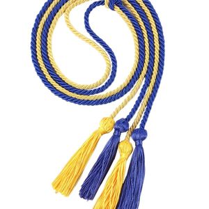 Nuevo Cordón Metálico Trenzado Azul y Dorado Modelo 2026 con Borlas para Uso en Prendas, con Precio Económico y Servicio OEM - Product Image 1