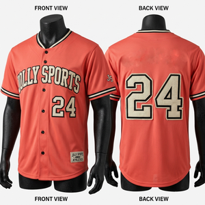 180 GSM Breathable <b>Polyester</b> Peach Black Baseball Jersey Heat Transfer Logo Custom <b>100</b>% cotton T-<b>shirt</b> for men loose fit printed - Product Image 2