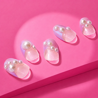 Autocollants pour ongles en gel avec logo personnalisé, motif perle bulle, rose brillant, bandes d'ongles flexibles, wraps pour ongles, design perle bulle