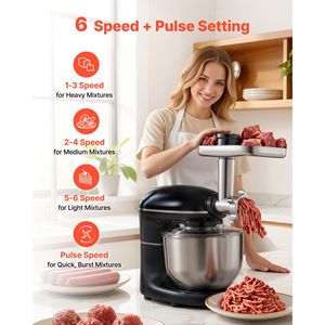 Impastatrice Planetaria Multifunzione 3-in-1 in Acciaio Inox da 6QT con 660W, 6+ Velocità, Testa Inclinabile, Frusta a Filo e Gancio per Impasto per Uso Professionale - Product Image 4