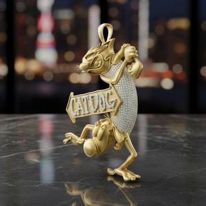 จี้กระรอกแบบ Iced Out เงินแท้ 925 ชุบทอง จี้ฮิปฮอป แร็ปเปอร์ เครื่องประดับการ์ตูน จี้โมอิสซาไนต์ VVS แบบสั่งทำพิเศษสำหรับผู้ชาย - Product Image 2