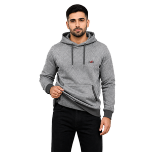 Sweat-shirt à capuche gris pour homme, couleur unie, style streetwear décontracté, logo frontal, en molleton tricoté, pour l'automne, 300g - Product Image 5