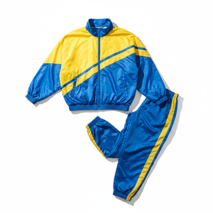 Custom Mens Color Block Patchwork Windbreaker Polyester Nylon Tracksuit Mens Track <b>Zip</b> <b>up</b> <b>Jacket</b> and Shorts Set For Men - Product Image 6