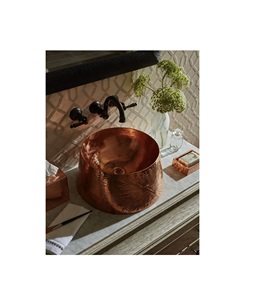 Lavabo contemporáneo de cobre, elegante lavabo de baño, tazón decorativo de metal para hogares modernos - Product Image 6