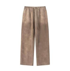 Custom for Puff Print <b>Flare</b> Wide Leg Men's <b>Sweatpants</b> Sun Faded Fleece Blank Baggy Pants Flat Front <b>Wholesale</b> Trouser for unisex - Product Image 6