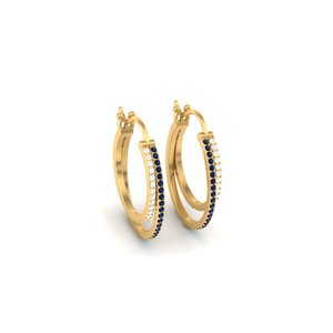 Pendientes de Plata de Ley 925 con Zafiro Azul y Circonita Blanca, Diseño Geométrico de Doble Banda, Joyería para Mujer, Regalo - Product Image 3