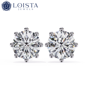 Pendientes Clásicos de Moda Luster Jewelry con Diamante Cultivado en Laboratorio de 2 Quilates y Oro Blanco de 18 Quilates para Mujer - Product Image 1