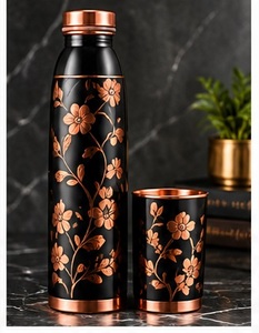 Vintage Copper Hammered <b>Flask</b> Set With Cup Portable <b>Insulated</b> Drinkware - Product Image 4