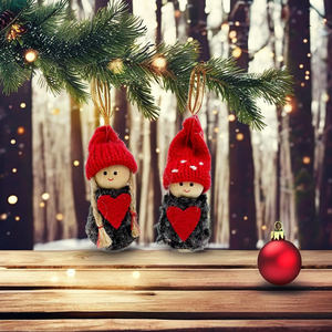 Fábrica al por mayor árbol de Navidad fieltro de lana adorno colgante en forma de muñeca adorno de árbol de Navidad para decoraciones navideñas - Product Image 5