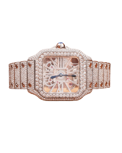 18k White Gold Round Diamond Watch in Skeleton Dial on Face Quartz Watches for Export Sale Hip Hop Diamond Watch - Product Image 1