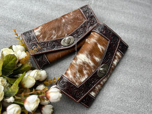 Portefeuille sculpté usiné à la main pochette coque de téléphone portefeuille élégant en fourrure de vachette multi-usages portefeuilles en cuir occidental - Product Image 2