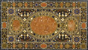 Plateau de table à manger avec incrustation Pietra Dura - Product Image 3