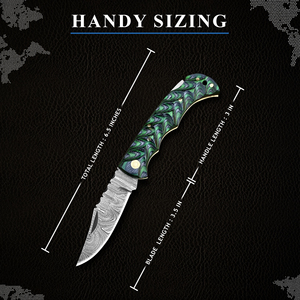 Couteau pliant en acier Damas Nordic Forge, verrouillage arrière, manche en bois Pakka, étui, couteau de poche EDC pour le camping et la chasse - Product Image 3