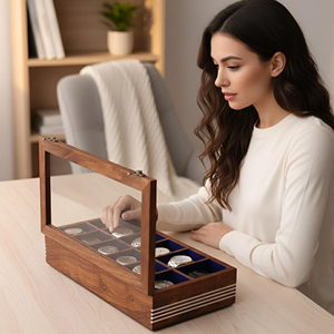 Caja de Madera para Guardar Relojes de Lujo, Caja de Madera para Relojes con Compartimentos para Guardar Joyas de AYAANS - Product Image 3