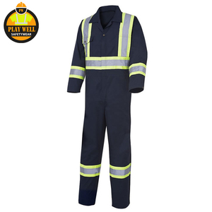 Combinaison de travail de sécurité réfléchissante de classe 2 ANSI en coton avec logo personnalisé pour les travailleurs de la construction et des usines - Product Image 1
