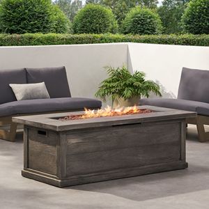Brasero rectangulaire extérieur en béton MgO de 56 pouces, 50 000 BTU, gris, motif bois, couvercle de réservoir non inclus - Product Image 6