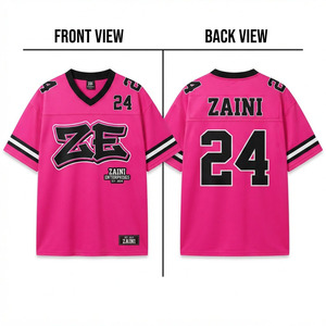 Maillot de football en polyester 180 GSM de qualité supérieure, rose et noir, respirant, tricoté, avec logo personnalisé en sergé, nom et numéro, tenue d'équipe - Product Image 1