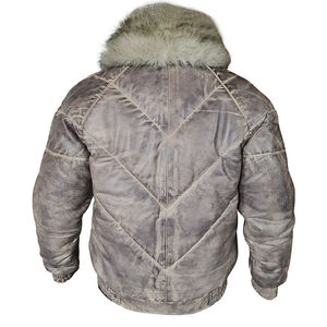 Blouson Bomber Homme en Cuir et Toile, Col Rabattu, Respirant, Fermeture Éclair, Manteau d'Hiver Décontracté, Vêtement d'Extérieur OEM - Product Image 4