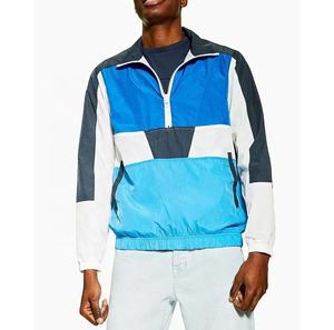 Veste coupe-vent pour homme en polyester décontractée, imperméable, respirante, poignets élastiques, couleur patchwork personnalisée, veste coupe-vent en nylon - Product Image 3