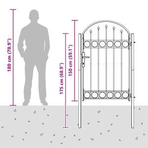 Puerta de Acero con Recubrimiento en Polvo de 39.37 x 59.06 Pulgadas con Cerradura, Color Gris, Elegante Producto de Cercas y Portones - Product Image 5