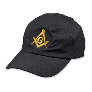 Gorra Masónica para Hombre con Parche Tejido, Diseño de Compás Cuadrado, Estructurada, de Perfil Alto, en Sarga de Algodón Cepillado - Product Image 4