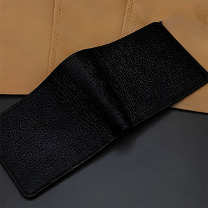 Portefeuille homme en cuir véritable noir, fin, avec porte-cartes, poche pour billets, plusieurs fentes, minimaliste, de qualité supérieure - Product Image 5